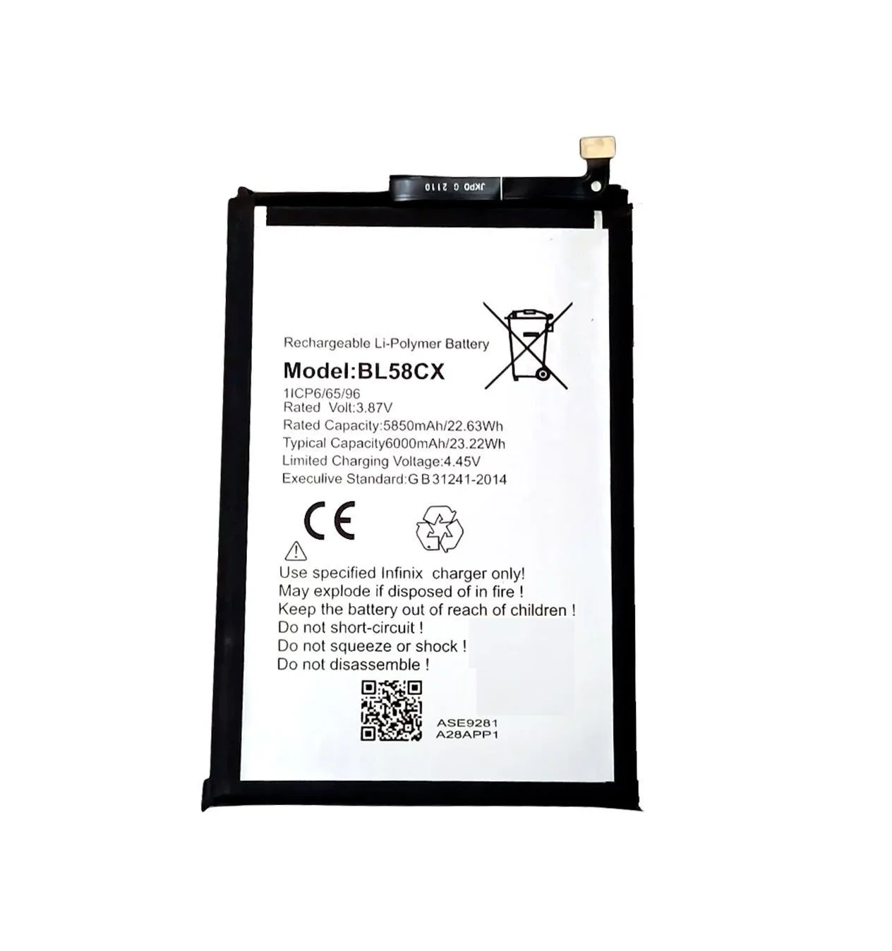 BATTERIE INFINIX SMART 7 / HOT 10i BL-58CX